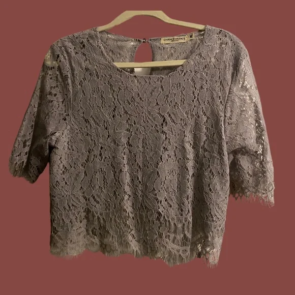 NWT Womens Gray Lace Top - Picture 1 of 5